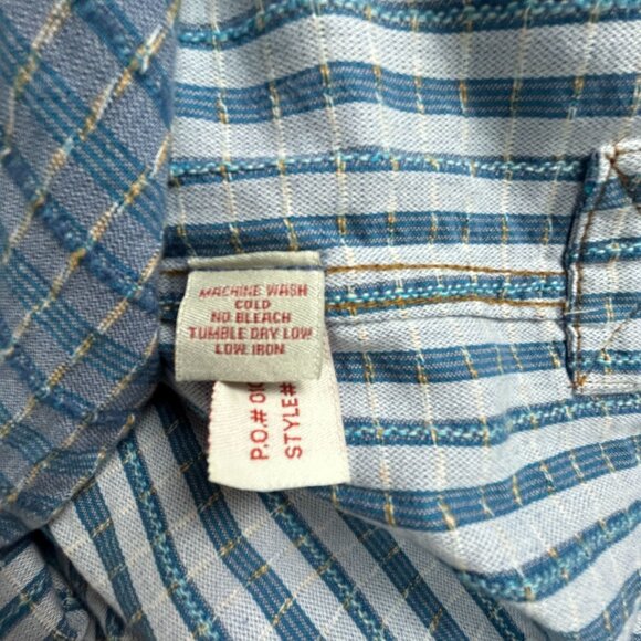 Carbon 2 Cobalt Mens Long Sleeve Checkered Button Up Shirt Large Cotton Blue - Picture 4 of 7